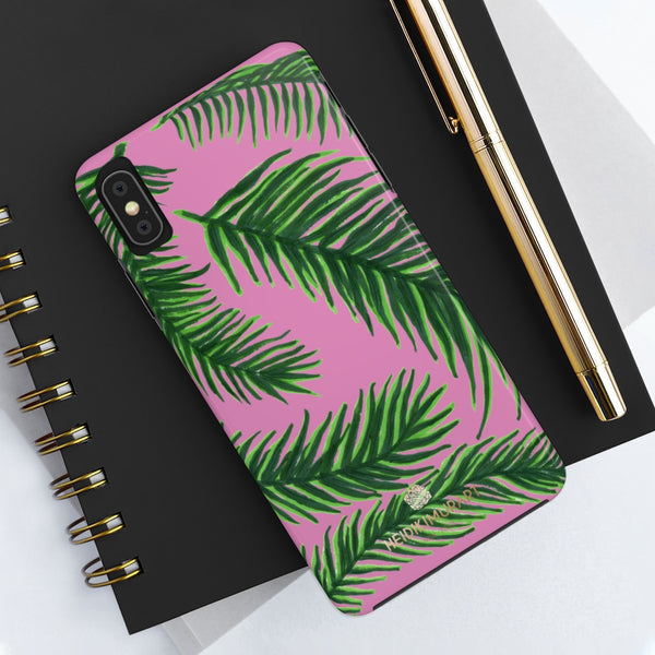 Light Pink Tropical Print Phone Case, Palm Leaf Case Mate Tough Phone Cases-Made in USA - Heidikimurart Limited 