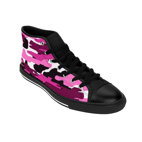 Pink Purple Camouflage Army Military Print Men's High-top Sneakers Tennis Shoes-Men's High Top Sneakers-Heidi Kimura Art LLC