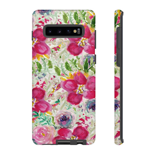 Pink Floral Designer Tough Cases, Mixed Flower Print Best Designer Case Mate Best Tough Phone Case For iPhones and Samsung Galaxy Devices-Made in USA