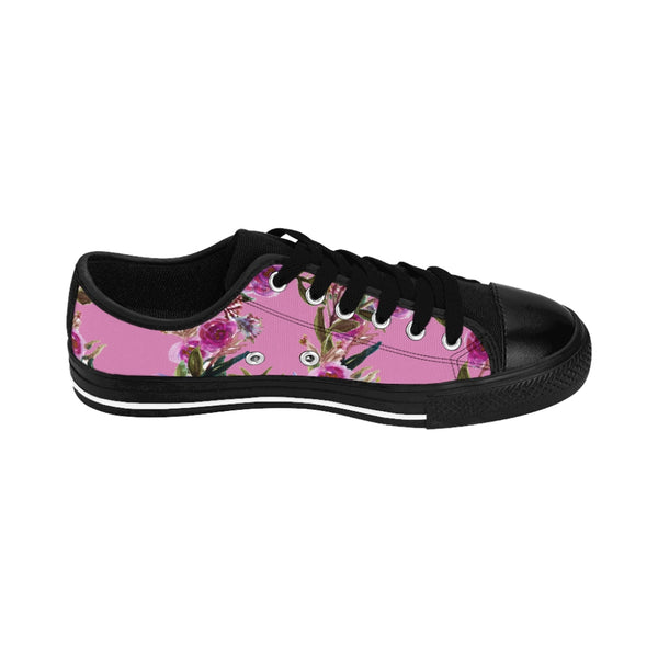 Pink Rose Print Women's Sneakers