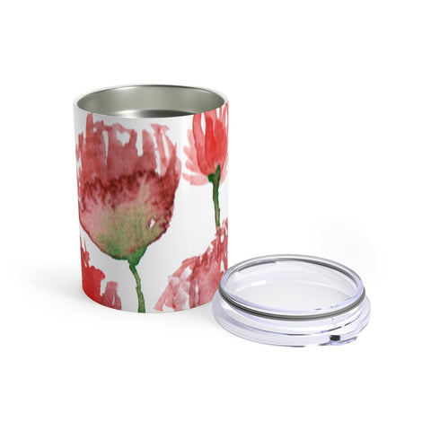 Red Poppy Flower Floral Print Spring Stainless Steel 10oz Tumbler - Made in USA-Mug-10oz-Heidi Kimura Art LLC