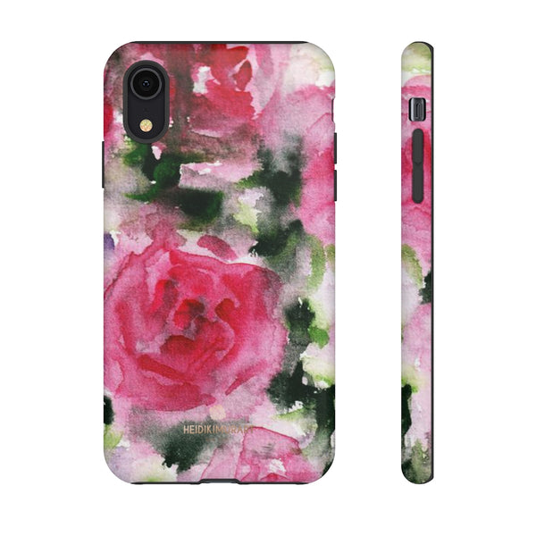 Pink Rose Floral Tough Cases, Flower Print Best Designer Phone Case-Made in USA-Phone Case-Printify-iPhone XR-Matte-Heidi Kimura Art LLC