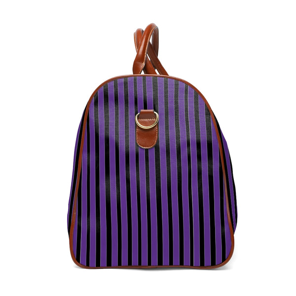 Purple Striped Waterproof Travel Bag