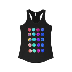 Colorful Polka Dots Floral Women's Ideal Racerback Tank Top - Made in the U.S.A.-Tank Top-Solid Black-L-Heidi Kimura Art LLC Colorful Polka Dots Watercolor Tank, Best Women's Ideal Racerback Tank Top - Made in the U.S.A. (US Size: XS-2XL)