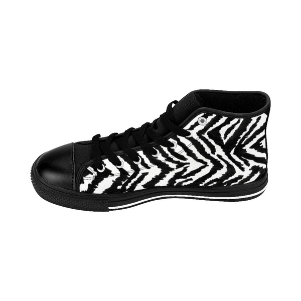 Zebra Women's Sneakers, Striped Animal Print Designer High-top Sneakers Tennis Shoes-Shoes-Printify-Heidi Kimura Art LLC