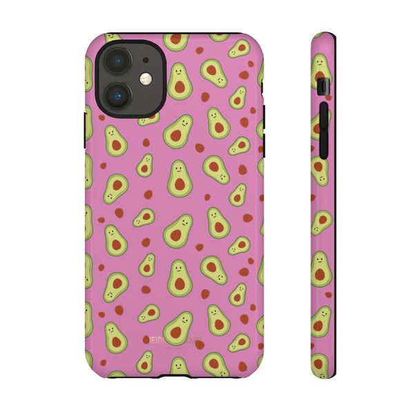 Pink Avocado Print Phone Case, Tough Designer Phone Case For Vegan Lovers -Made in USA-Phone Case-Printify-iPhone 11-Glossy-Heidi Kimura Art LLC
