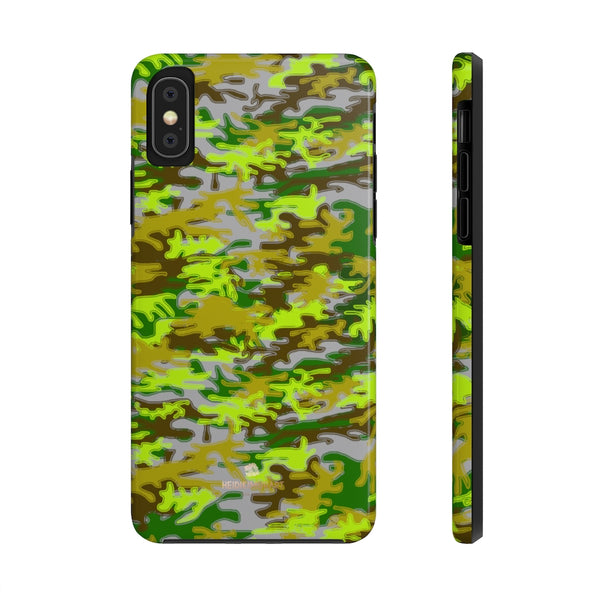 Gray Green Camo iPhone Case, Case Mate Tough Samsung Galaxy Phone Cases-Phone Case-Printify-iPhone X Tough-Heidi Kimura Art LLC