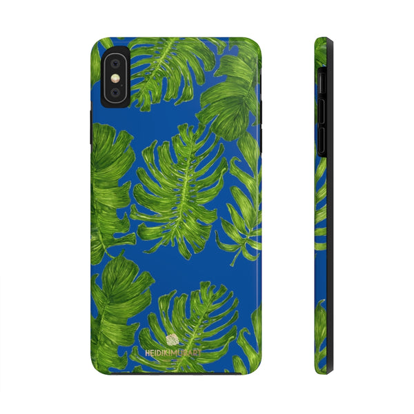 Blue Green Tropical Leaf iPhone Case, Case Mate Tough Samsung Galaxy Phone Cases-Phone Case-Printify-iPhone XS MAX-Heidi Kimura Art LLC