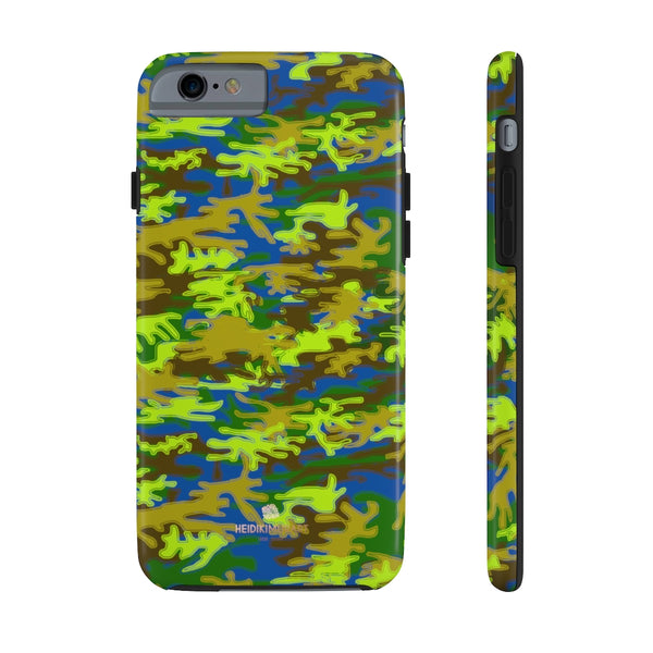 Blue Green Camo iPhone Case, Case Mate Tough Samsung Galaxy Phone Cases-Phone Case-Printify-iPhone 6/6s Tough-Heidi Kimura Art LLC