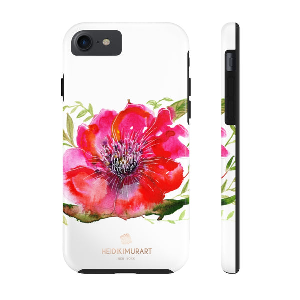 Red Hibiscus Floral Print Phone Case, Flower Case Mate Tough Phone Cases-Made in USA - Heidikimurart Limited 