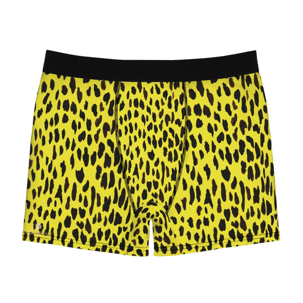 Yellow Cheetah Men's Underwear, Cheetah/ Leopard Spots Animal Print Fetish Print Designer Fashion Underwear For Sexy Gay Men, Men's Gay Fetish Party Erotic Boxer Briefs Elastic Underwear (US Size: XS-3XL)