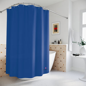 Navy Blue Polyester Shower Curtain, Modern Minimalist Solid Color Print 71" × 74" Modern Kids or Adults Colorful Best Premium Quality American Style One-Sided Luxury Durable Stylish Unique Interior Bathroom Shower Curtains - Printed in USA
