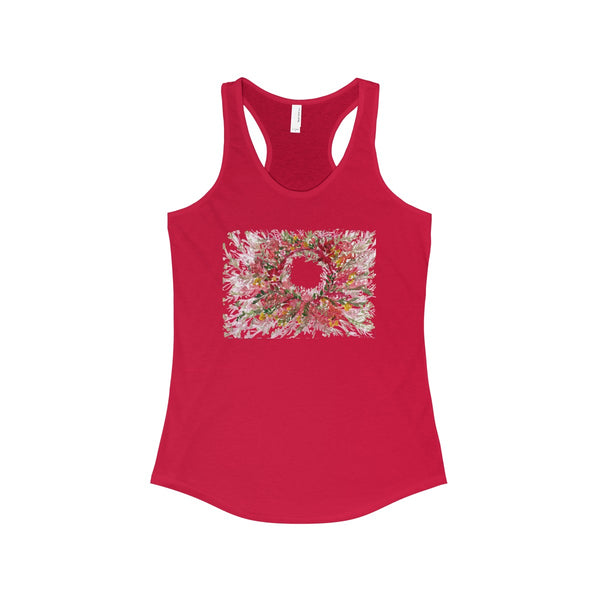 Red Floral Print Women's Racerback Tank Top, Fashionable Tanks- Made in the USA (US Size: XS-2XL)-Tank Top-Solid Red-XS-Heidi Kimura Art LLC