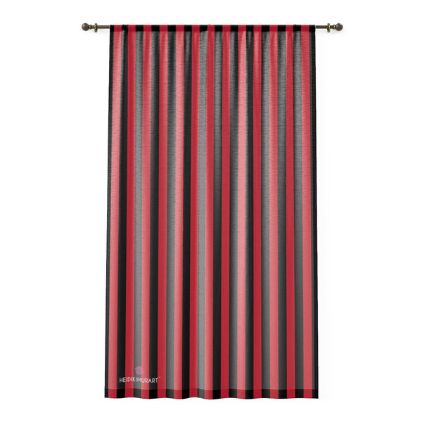 Red Black Striped Window Curtain, 50" × 84" Sheer Curtain