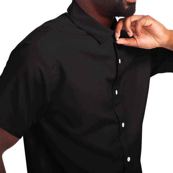 Men's Black Button Down Shirt-Short Sleeve Button Down Shirt - AOP-Subliminator-Heidi Kimura Art LLC