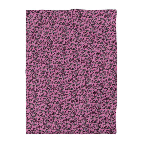 Pink Floral Microfiber Duvet Cover