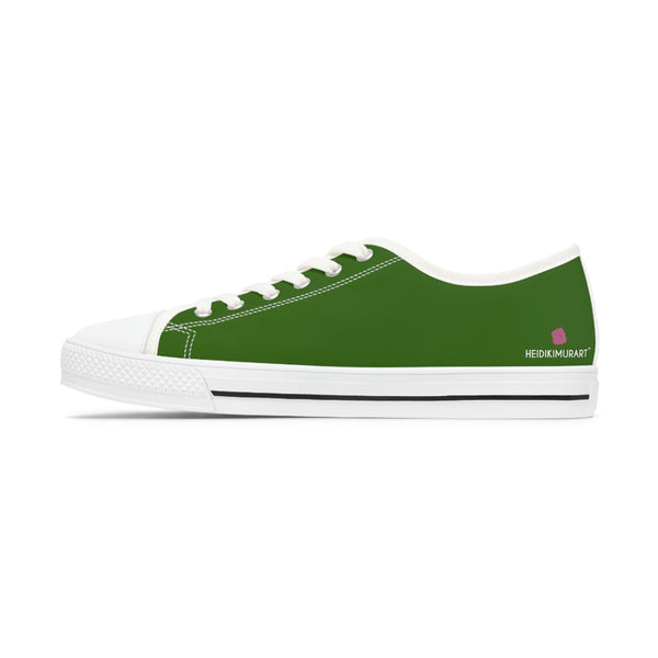 Pine Green Color Ladies' Sneakers, Green Solid Color Best Designer Canvas Fashion Women's Low Top Sneakers (US Size: 5.5-12)