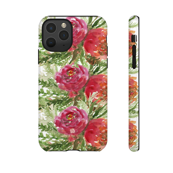 Red Orange Floral Phone Case, Flower Print Tough Designer Phone Case -Made in USA-Phone Case-Printify-iPhone 11 Pro-Glossy-Heidi Kimura Art LLC