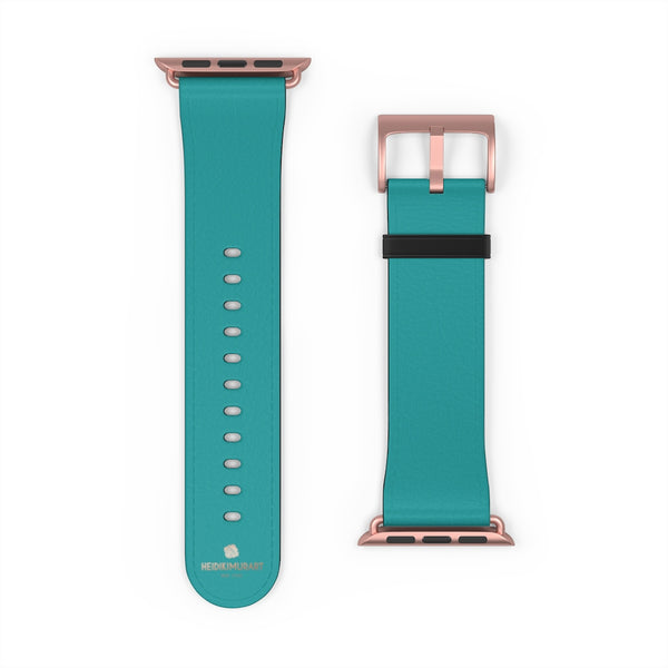 Teal Blue Solid Color 38mm/42mm Watch Band Strap For Apple Watches- Made in USA-Watch Band-Heidi Kimura Art LLC