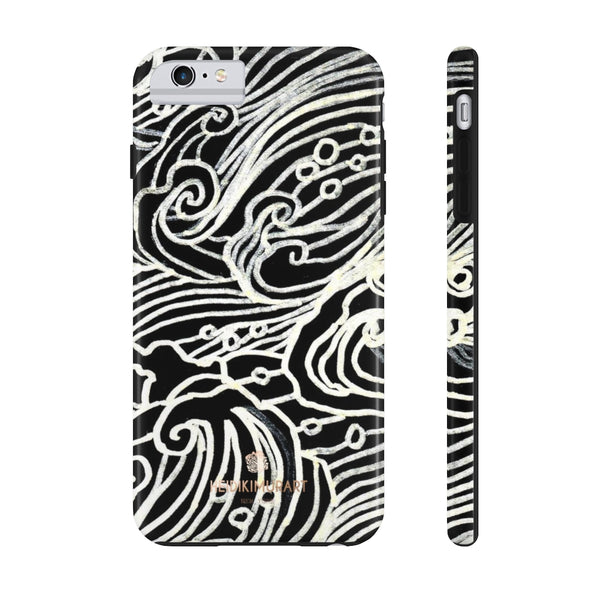 Black Waves Print Phone Case, Designer Case Mate Tough Phone Cases-Made in USA - Heidikimurart Limited 