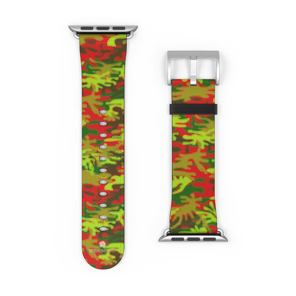 Red Green Red Camo Print 38mm/42mm Watch Band For Apple Watches- Made in USA-Watch Band-Heidi Kimura Art LLC