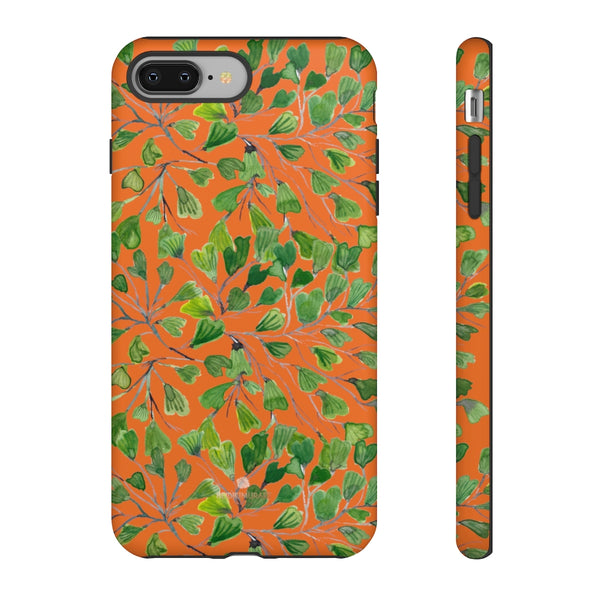 Orange Maidenhair Fern Tough Cases, Green Leaf Print Phone Case-Made in USA-Phone Case-Printify-iPhone 8 Plus-Matte-Heidi Kimura Art LLC