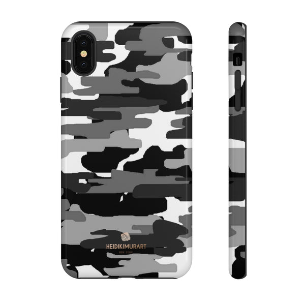 Grey Camouflage Phone Case, Army Military Print Tough Designer Phone Case -Made in USA-Phone Case-Printify-iPhone XS MAX-Glossy-Heidi Kimura Art LLC