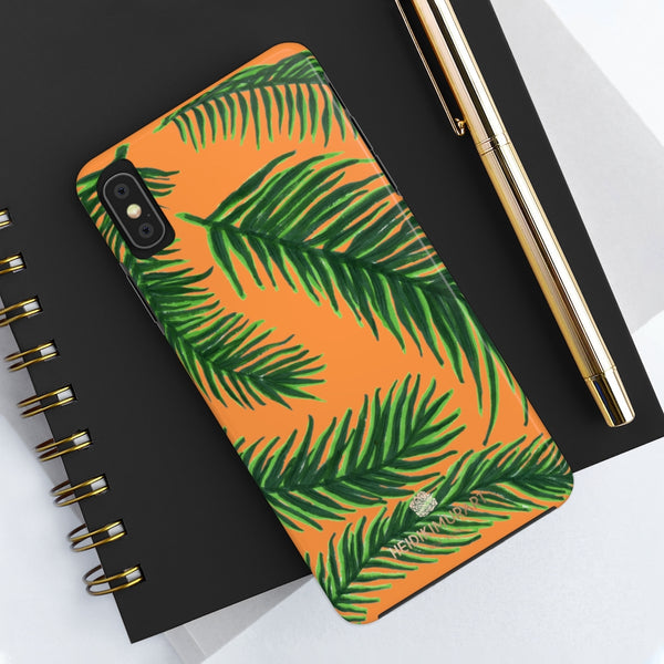 Orange Tropical Print Phone Case, Palm Leaf Case Mate Tough Phone Cases-Made in USA - Heidikimurart Limited 