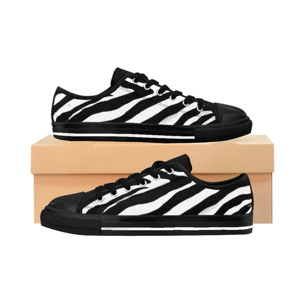 Classic Zebra Men's Sneakers, Zebra Stripe Animal Print Low Top Shoes-Shoes-Printify-Black-US 9-Heidi Kimura Art LLCClassic Zebra Men's Sneakers, Zebra Stripe Animal Print Men's Low Tops, Premium Men's Nylon Canvas Tennis Fashion Sneakers Shoes (US Size: 7-14)