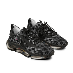 Grey Leopard Print Men's Shoes, Best Leopard Animal Print Comfy Men's Mesh-Knit Designer Premium Laced Up Breathable Comfy Sports Sneakers Shoes (US Size: 5-12)
