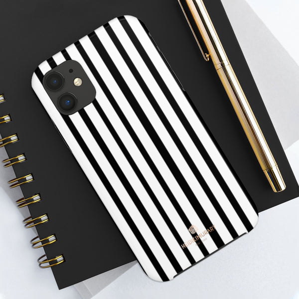 Black Vertical Striped iPhone Case, Designer Case Mate Tough Samsung Galaxy Phone Cases-Phone Case-Printify-Heidi Kimura Art LLC