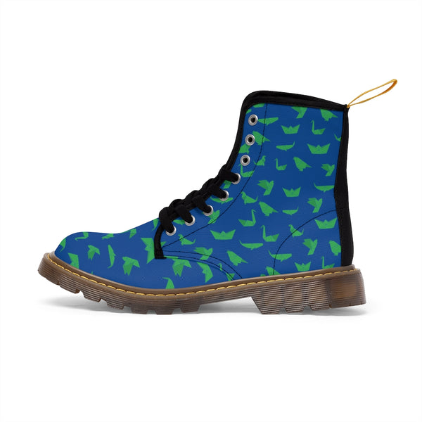 Blue Crane Men Hiker Boots, Best Designer Men's Laced Up Water Resistant Canvas Boots For Men