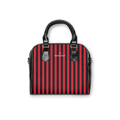 Red Black Striped Shoulder Handbag