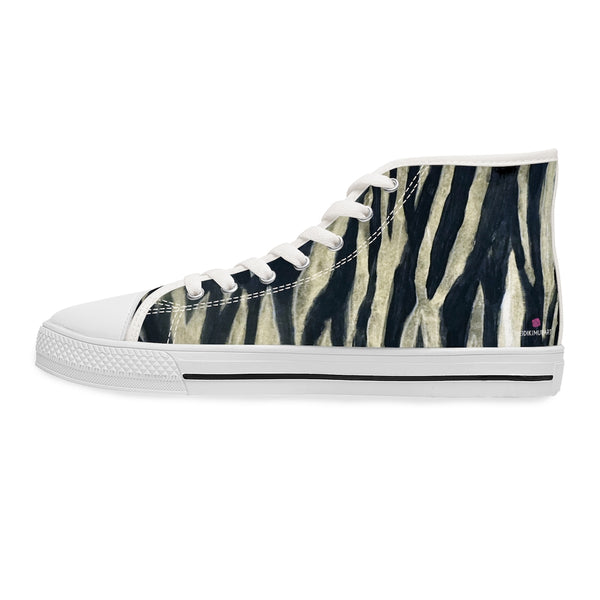 Black Tiger Ladies' High Tops, Tiger Striped Best Women's High Top Sneakers