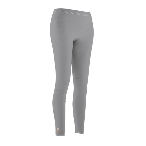 Gray Solid Color Women's Leggings, Dressy Long Fashion Casual Leggings- Made in USA-Casual Leggings-Heidi Kimura Art LLC