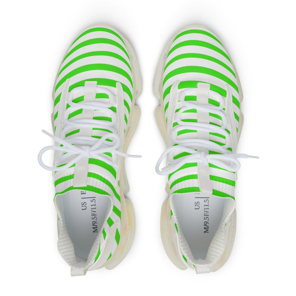 Green Striped Print Men's Shoes, Modern Minimalist Stripes Print Best Comfy Men's Mesh-Knit Designer Premium Laced Up Breathable Comfy Sports Sneakers Shoes (US Size: 5-12)&nbsp;Mesh Athletic&nbsp;Shoes, Mens Mesh Shoes,&nbsp;Mesh Shoes Men,&nbsp;Men's Classic Low Top Mesh Sneaker, Men's Breathable Mesh Shoes, Mesh Sneakers Casual Shoes&nbsp;