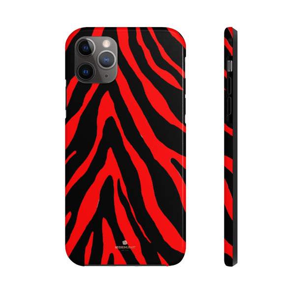 Red Zebra Stripe Phone Case, Animal Print Case Mate Tough Phone Cases-Made in USA - Heidikimurart Limited 