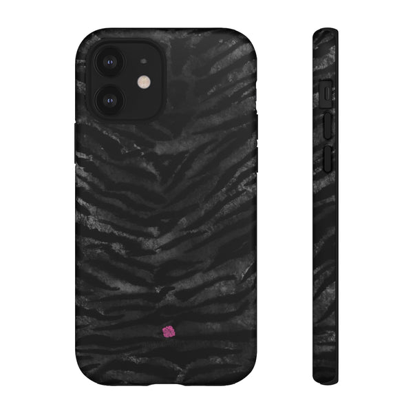 Grey Tiger Striped Phone Case, Animal Print Tiger Stripes Animal Print Designer Case Mate Best Tough Phone Case For iPhones and Samsung Galaxy Devices-Made in USA