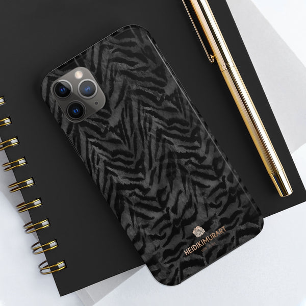 Black Tiger Stripe Phone Case, Animal Print Case Mate Tough Phone Cases-Made in USA - Heidikimurart Limited 