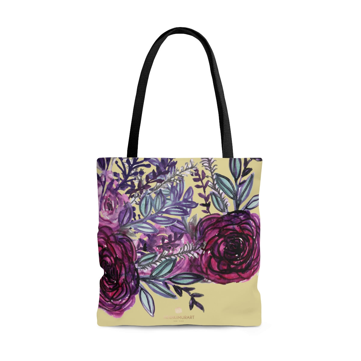 Pastel Yellow Rose Flower Floral Print Designer Women's Tote Bag - Made in USA-Tote Bag-Large-Heidi Kimura Art LLC