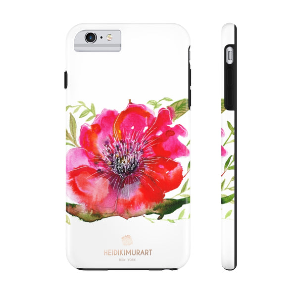 Red Hibiscus Floral Print Phone Case, Flower Case Mate Tough Phone Cases-Made in USA - Heidikimurart Limited 