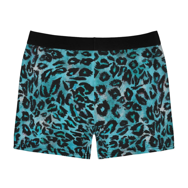 Light Blue Leopard Print Animal Premium Men's Boxer Briefs Underwear Cute Undies-Men's Underwear-Heidi Kimura Art LLC