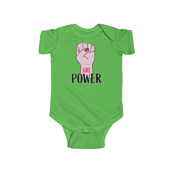 Girl Power Infant Fine Jersey Regular Fit Unisex Cute Bodysuit - Made in UK-Infant Short Sleeve Bodysuit-Apple-NB-Heidi Kimura Art LLC