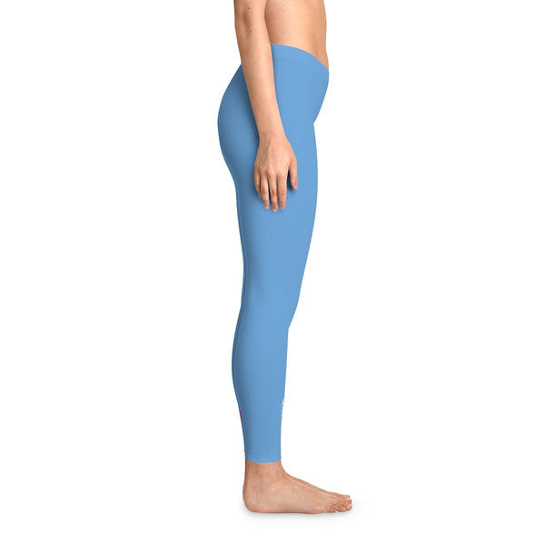 Light Blue Solid Color Tights, Blue Solid Color Designer Comfy Women's Fancy Dressy Cut &amp; Sew Casual Leggings - Made in USA (US Size: XS-2XL)&nbsp;Casual Leggings For Women For Sale, Fashion Leggings, Leggings Plus Size, Mid-Waist Fit Tights&nbsp;