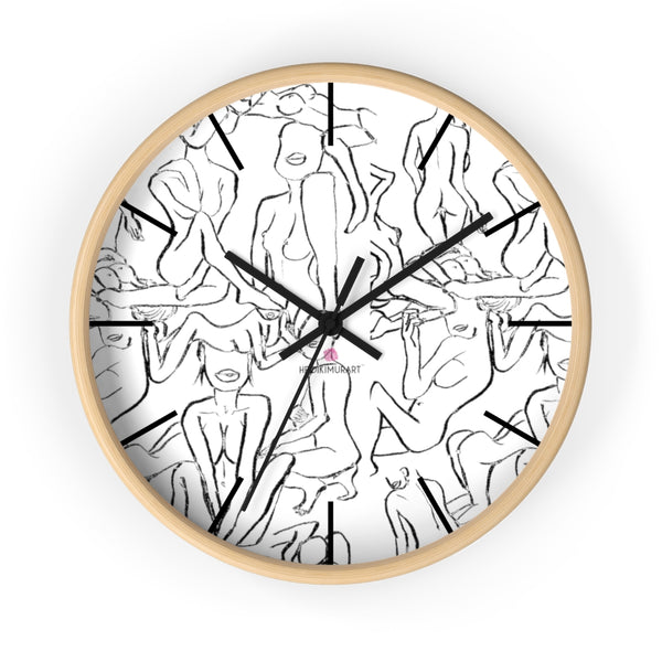 Nude Drawing Art Wall Clock,  10 inch Diameter Art Wall Clock-Printed in USA, Large Round Wood Bedroom Wall Clock