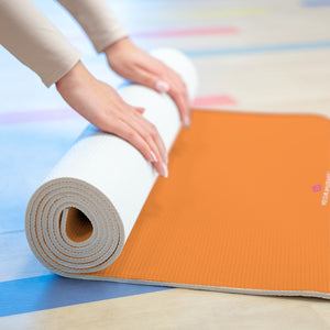 Orange Foam Yoga Mat, Bright Orange Color Modern Minimalist Print Best Fashion Stylish Lightweight 0.25" thick Best Designer Gym or Exercise Sports Athletic Yoga Mat Workout Equipment - Printed in USA (Size: 24″x72")