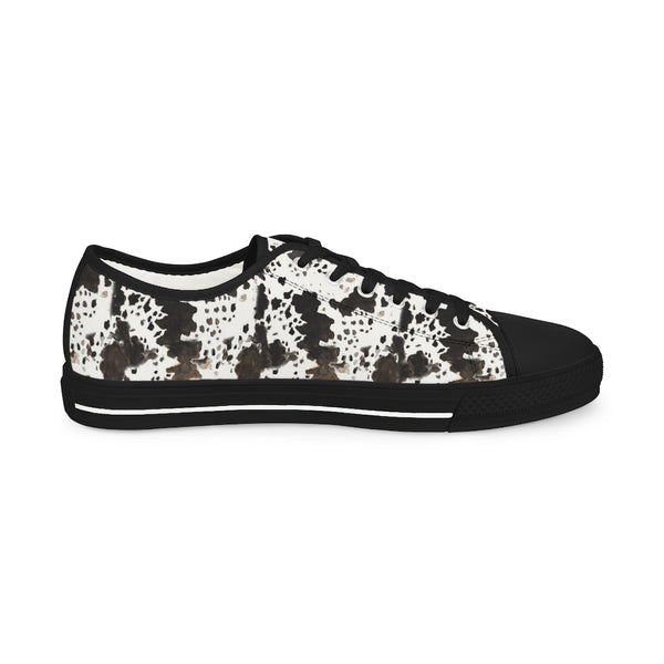Cow Print Men's Low Tops, Cow Spots Animal Print Modern Minimalist Best Breathable Designer Men's Low Top Canvas Fashion Sneakers With Durable Rubber Outsoles and Shock-Absorbing Layer and Memory Foam Insoles (US Size: 5-14)