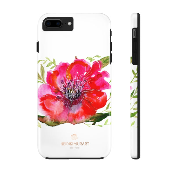 Red Hibiscus Floral Print Phone Case, Flower Case Mate Tough Phone Cases-Made in USA - Heidikimurart Limited 