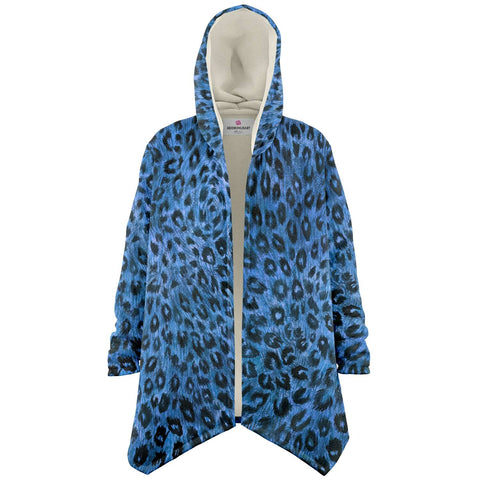 Blue Leopard Unisex Designer Cloak - Heidikimurart Limited 