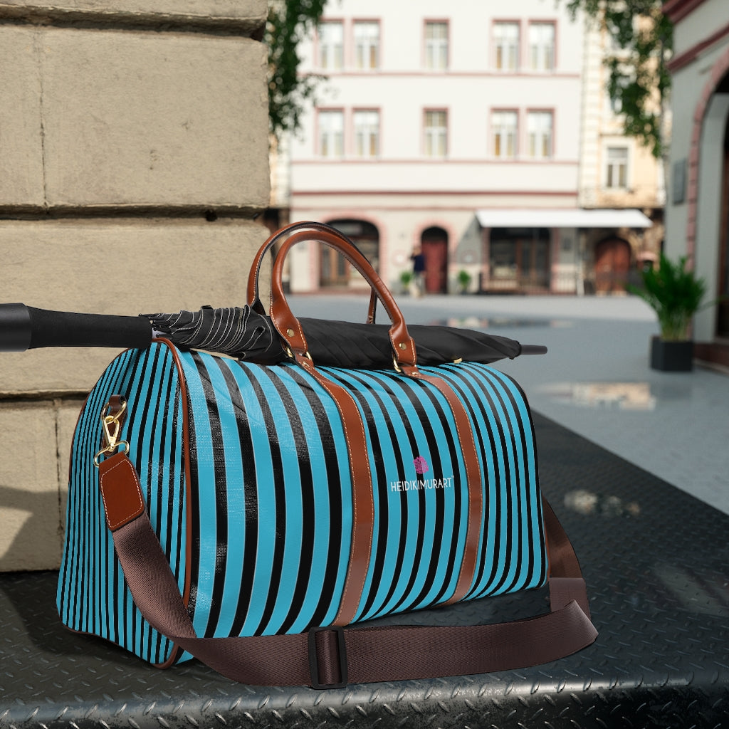 Blue Stripes Waterproof Travel Bag